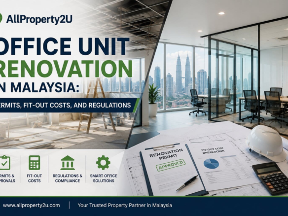 Modern interior layout and renovated workspace fit-out of an office unit in Kuala Lumpur Malaysia.